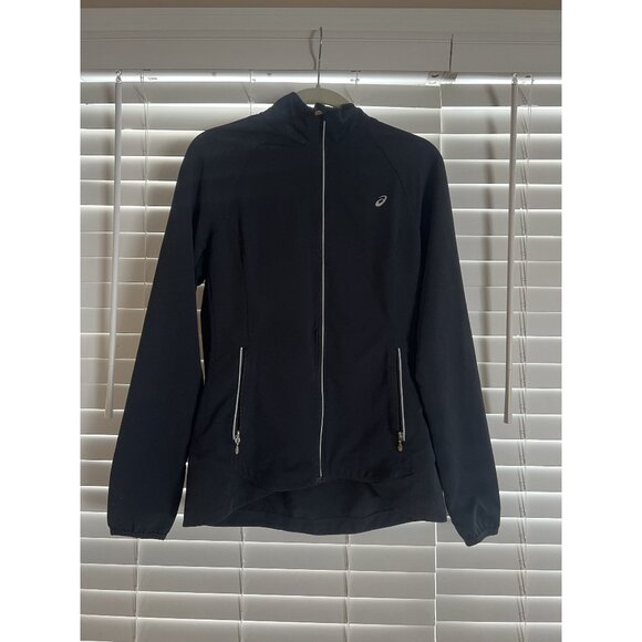 Asics Womens Black Polyester/Spandex Jacket With Zipper Pockets & Reflective S - Picture 1 of 5